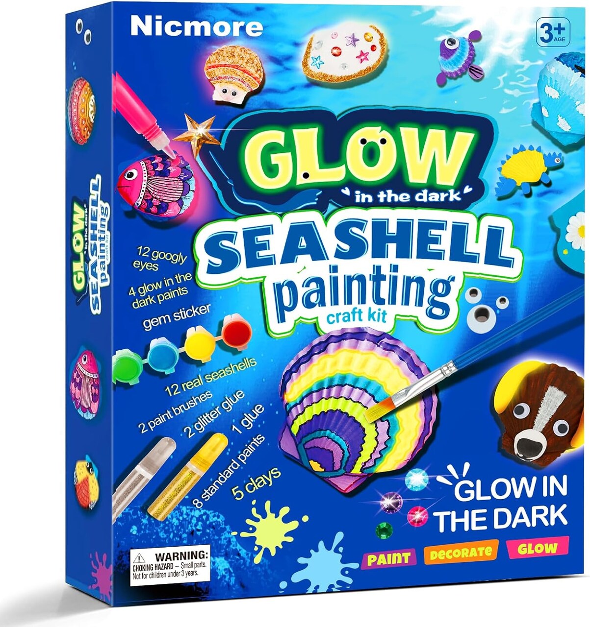 Kids Sea Shell Art & Crafts: Glow in The Darkness Painting Kits Crafts for Age 4-6 4-8 8-12 Gift for Boys Girls Art Supplies Activities Toy Gifts for 3 4 5 6 7 8 9 10 11 12 Year Old